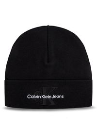 Calvin Klein Jeans Czapka Monologo Embro Beanie K60K611254 Czarny. Kolor: czarny. Materiał: bawełna