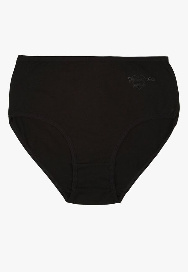 Born2be - Czarne Gładkie Majtki Figi z Bawełny Idina. Kolekcja: plus size. Kolor: czarny. Materiał: bawełna. Wzór: gładki