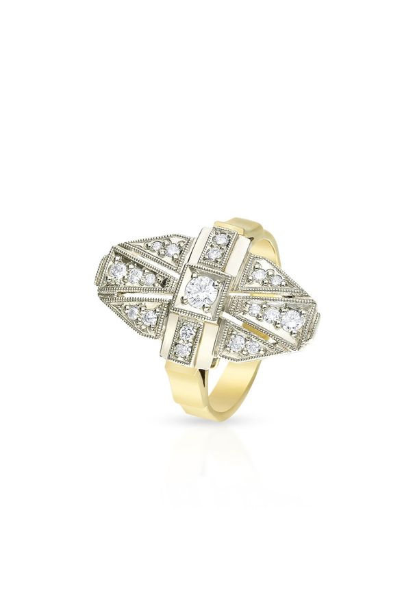 W.KRUK Zjawiskowy Złoty Pierścionek - złoto 585 + platyna 950, Brylant 0,52ct - ZWI/PI+716. Materiał: platynowe, złote. Kolor: złoty. Wzór: aplikacja. Kamień szlachetny: brylant