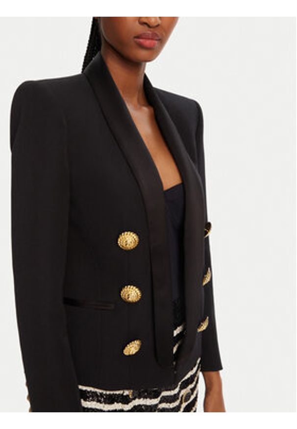 Balmain Marynarka DF1SI530ME54 Czarny Regular Fit. Kolor: czarny. Materiał: wełna