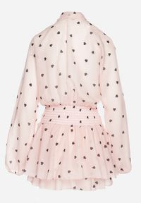 Born2be - Różowa Rozkloszowana Sukienka z Rękawami Typu Nietoperz i Wiązaniem Miriviela. Okazja: na co dzień. Kolor: różowy. Materiał: jeans. Typ sukienki: proste. Styl: klasyczny, casual #6