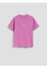 Reserved - Bawełniany t-shirt - fioletowy. Kolor: fioletowy. Materiał: bawełna #1