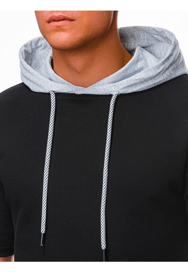 Szara bluza Ombre Clothing z krótkim rękawem, krótka, melanż