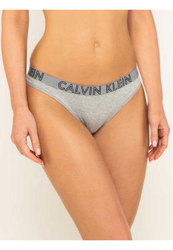 Calvin Klein Underwear Stringi Ultimate 000QD3636E Szary. Kolor: szary. Materiał: bawełna