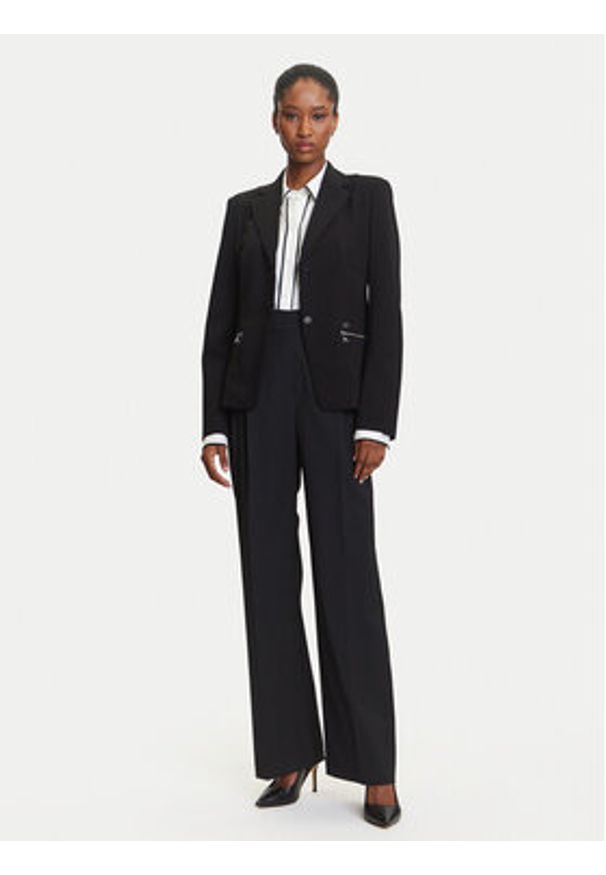 Karl Lagerfeld - KARL LAGERFELD Marynarka A3W14040 Czarny Slim Fit. Typ kołnierza: dekolt w karo. Kolor: czarny. Materiał: syntetyk