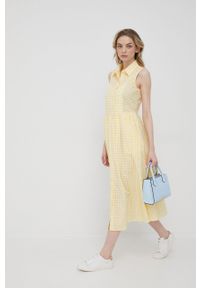 Pennyblack sukienka bawełniana kolor żółty midi rozkloszowana. Kolor: żółty. Materiał: bawełna. Typ sukienki: rozkloszowane. Długość: midi