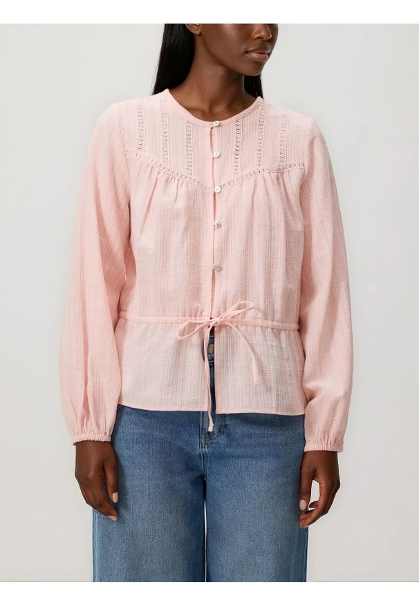 Reserved - Bawełniana bluzka - brzoskwiniowy. Kolor: pomarańczowy. Materiał: bawełna