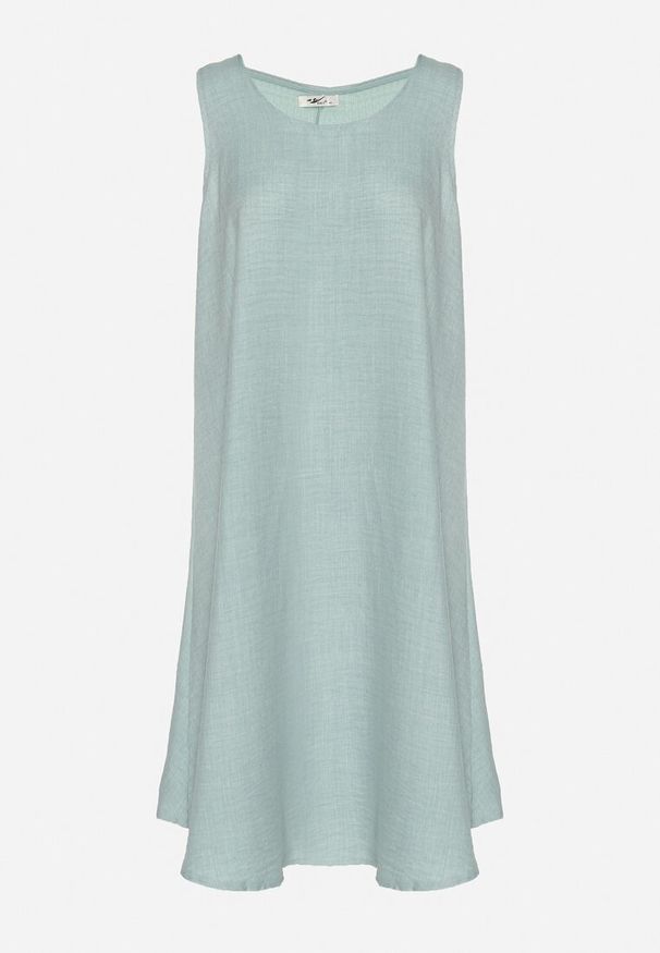 Born2be - Jasnozielona Rozkloszowana Klasyczna Sukienka Lunetira. Okazja: na co dzień, na spacer. Kolor: zielony. Materiał: jeans. Typ sukienki: proste. Styl: klasyczny