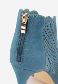 Renee - Niebieskie Ażurowe Sandały Vices na Szpilce Seladith. Nosek buta: otwarty. Kolor: niebieski. Materiał: jeans. Wzór: ażurowy. Sezon: lato. Obcas: na szpilce. Styl: elegancki, wizytowy #6