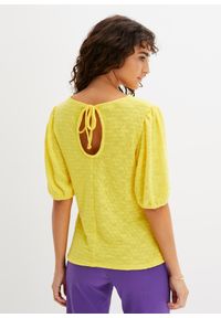 bonprix - T-shirt z wycięciem. Kolor: żółty #1