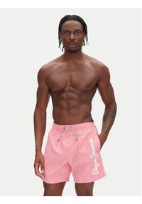 Pepe Jeans Szorty kąpielowe Logo PMB10419 Różowy Regular Fit. Kolor: różowy. Materiał: syntetyk #3