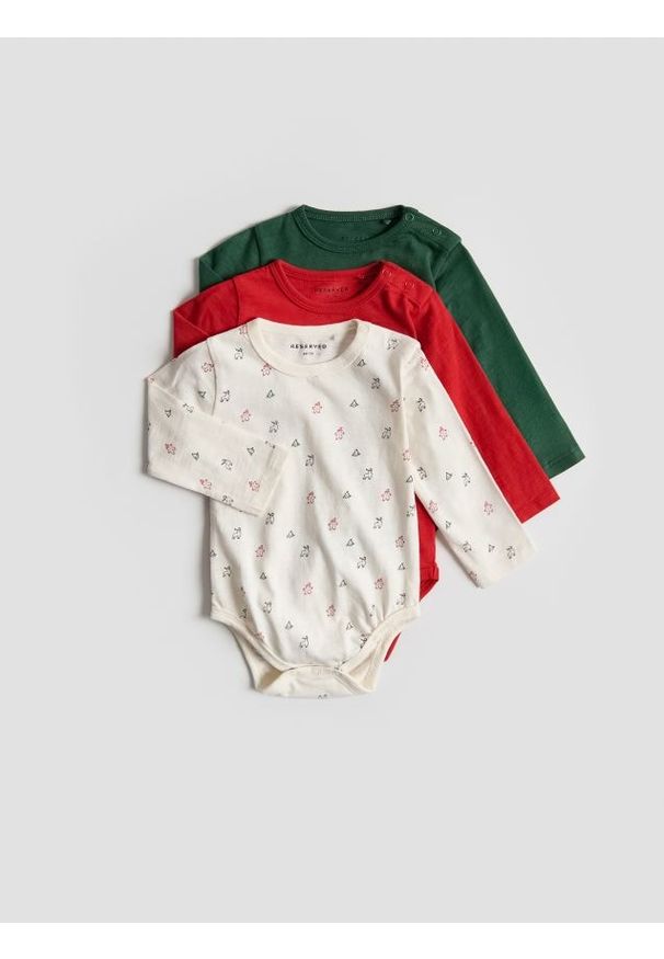 Reserved - Bawełniane body 3 pack - czerwony. Kolor: czerwony. Materiał: bawełna