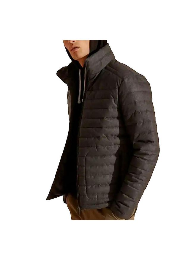 Kurtka pikowana Superdry Fuji szara męska. Kolor: szary. Materiał: poliester. Sezon: zima. Styl: elegancki