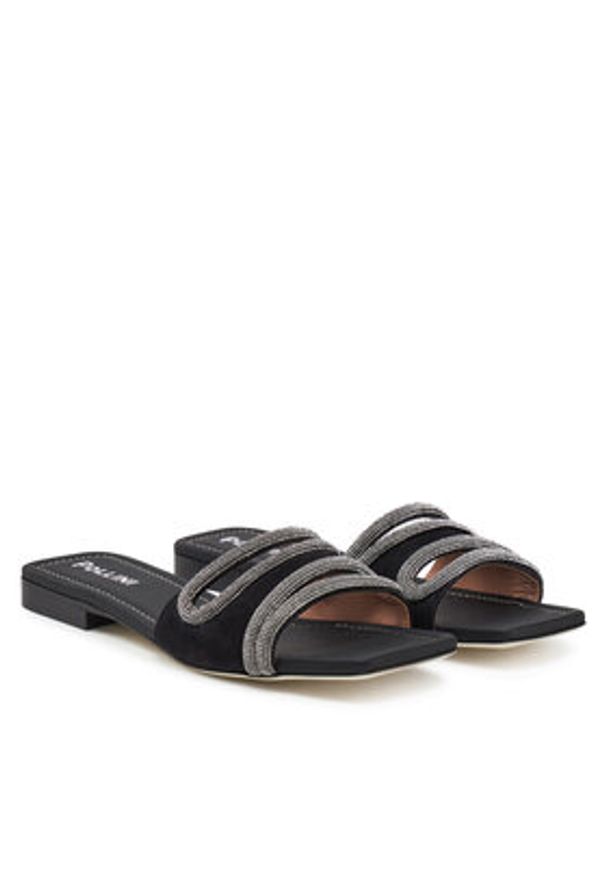 Pollini Klapki SA28071C1MTA0000 Czarny. Kolor: czarny. Materiał: zamsz, skóra