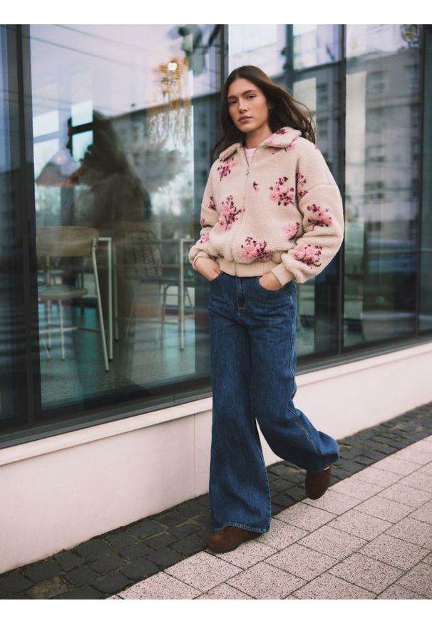 Reserved - Jeansy balloon - granatowy. Kolor: niebieski