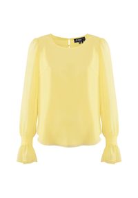 CATERINA - Żółta bluzka z ozdobnymi rękawami. Kolor: żółty. Materiał: tkanina. Długość rękawa: długi rękaw. Długość: długie