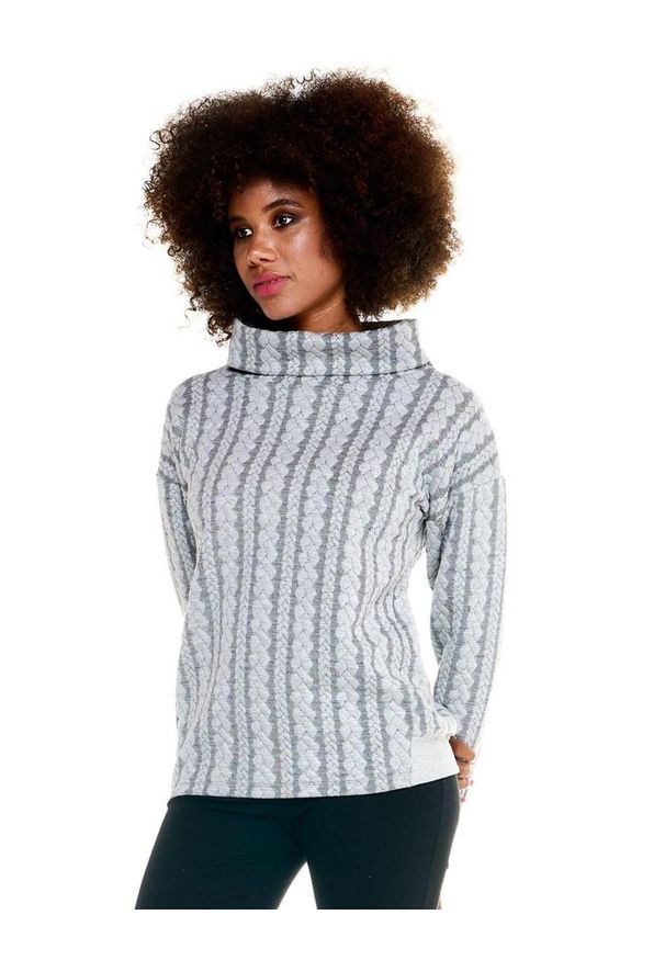 LEONE 1947 APPAREL - Szary damski sweter Leone z warkoczami. Kolor: szary. Materiał: tkanina. Sport: fitness