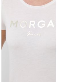 Morgan t-shirt damski kolor biały. Okazja: na co dzień. Kolor: biały. Materiał: bawełna, dzianina. Wzór: nadruk. Styl: casual #5