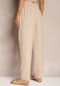 Renee - Beżowe Spodnie z Troczkiem w Pasie i Kieszeniami Ufalia. Okazja: na co dzień. Kolor: beżowy. Materiał: materiał. Styl: elegancki, casual #4