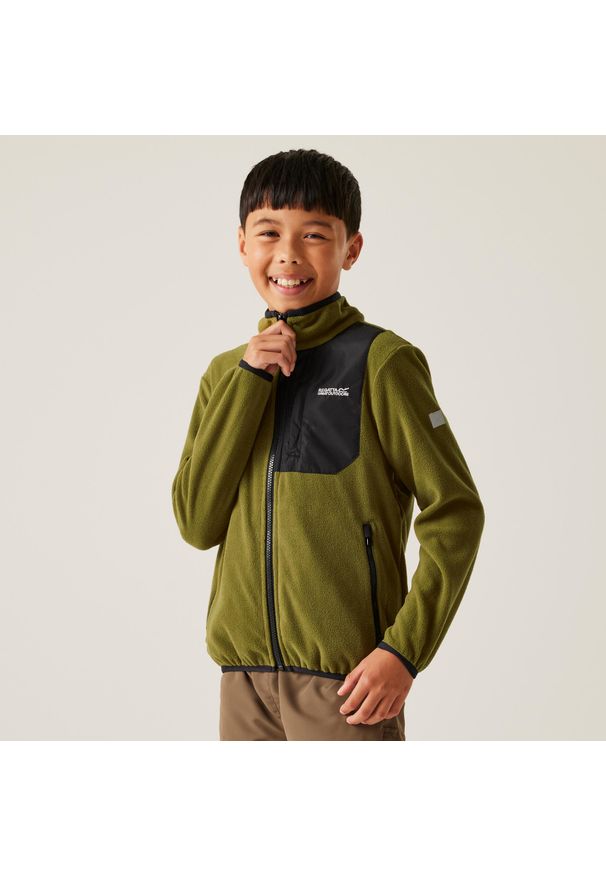 Regatta - Dziecięcy polar Frankie z pełnym zamkiem błyskawicznym. Kolor: zielony. Materiał: polar