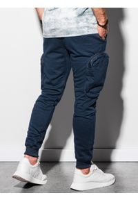 Ombre Clothing - Spodnie męskie dresowe joggery P918 - granatowe - XL. Kolor: niebieski. Materiał: dresówka #5