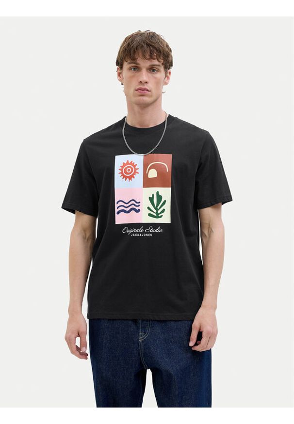 Jack & Jones - Jack&Jones T-Shirt Canggu 12277220 Czarny Regular Fit. Kolor: czarny. Materiał: bawełna