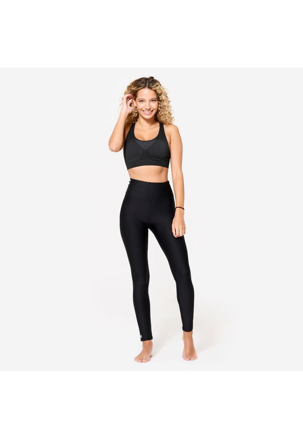 Stanik sportowy Decathlon. Kolor: czarny. Materiał: poliester, poliamid, materiał, elastan. Sport: bieganie