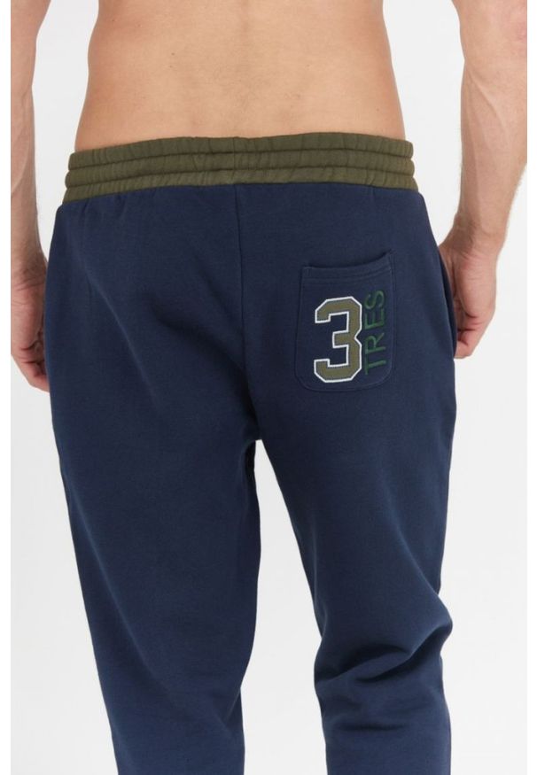 La Martina - LA MARTINA Granatowe spodnie męskie dresowe z bawełny, Rozmiar L. Kolor: niebieski. Materiał: bawełna, dresówka