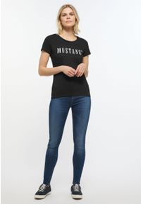 Mustang - MUSTANG Alina C Tee Logo Damski T-shirt Koszulka Black 1013222 4142 #5