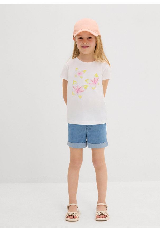 bonprix - T-shirt z czystej bawełny organicznej. Kolor: biały. Materiał: bawełna. Wzór: aplikacja