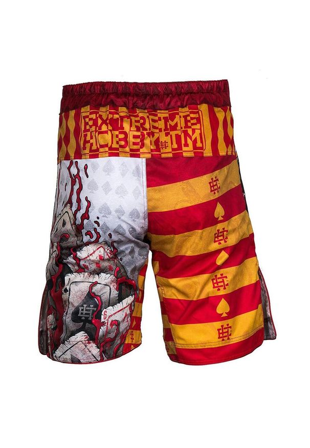Spodenki do Grapplingu MMA BJJ K1 męskie EXTREME HOBBY KILLER CARDS 2. Kolor: czerwony. Materiał: poliester
