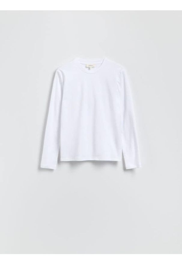 Reserved - Bawełniany longsleeve - biały. Kolor: biały. Materiał: bawełna. Długość rękawa: długi rękaw