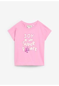 bonprix - T-shirt z czystej bawełny organicznej. Kolor: różowy. Materiał: bawełna. Wzór: nadruk. Sezon: lato