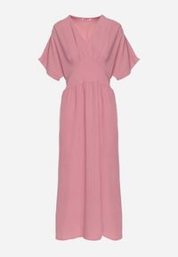 Born2be - Ciemnoróżowa Sukienka z Bawełną i Górą w Stylu Nietoperza Filenia. Okazja: na co dzień. Kolor: różowy. Materiał: bawełna. Styl: casual #7