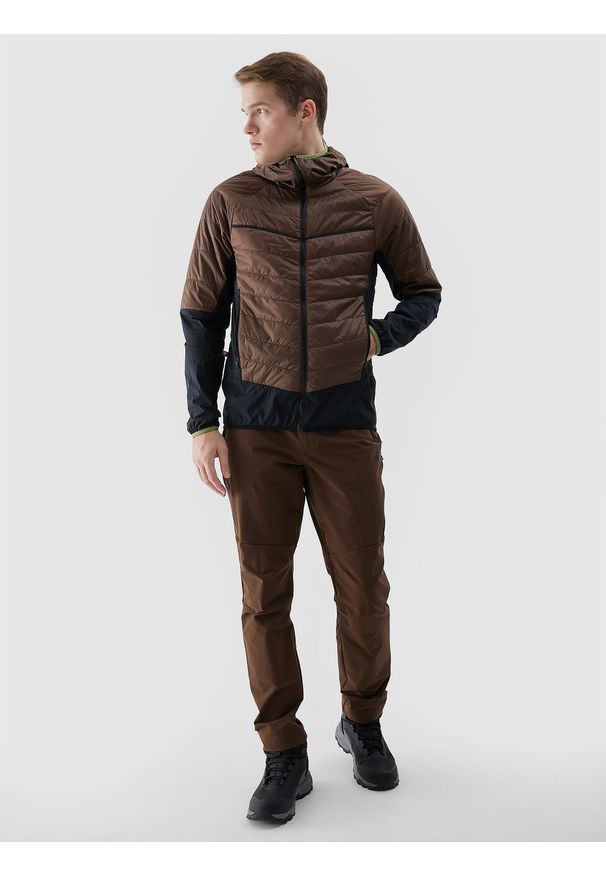 4f - 4F Kurtka puchowa trekkingowa z wypełnieniem Primaloft Black Insulation Eco męska - brązowa 3XL. Kolor: brązowy. Materiał: puch. Technologia: Primaloft. Wzór: gładki. Sport: turystyka piesza, wspinaczka