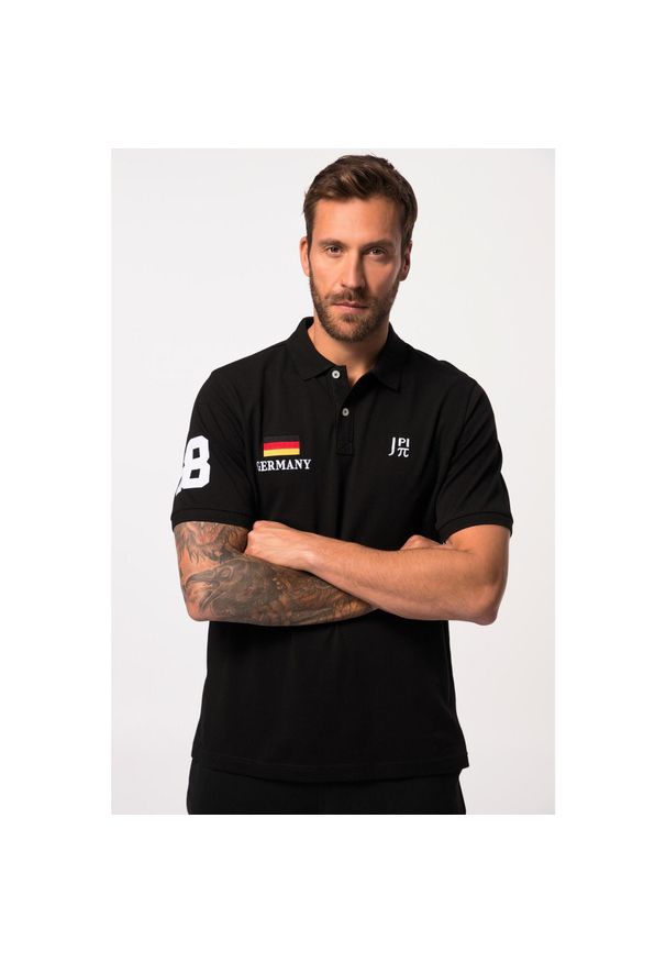 JAY-PI - Męska Koszulka polo FLEXNAMIC® piłka nożna rękaw 1/2 kołnierzyk polo. Typ kołnierza: polo. Kolekcja: plus size. Kolor: czarny. Materiał: bawełna, materiał, elastan