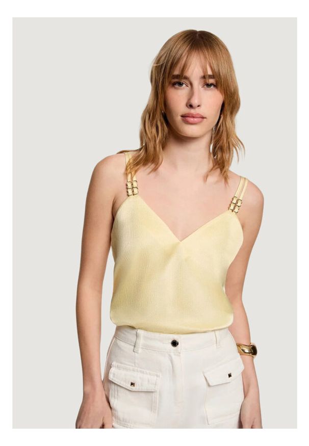 Morgan Top 242-OLAFI Żółty Regular Fit. Kolor: żółty. Materiał: syntetyk