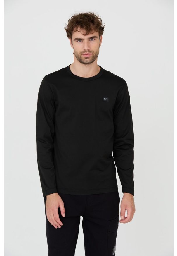 C.P. Company - C.P. COMPANY Czarny męski bawełniany longsleeve, Rozmiar XL. Kolor: czarny. Materiał: bawełna. Długość rękawa: długi rękaw