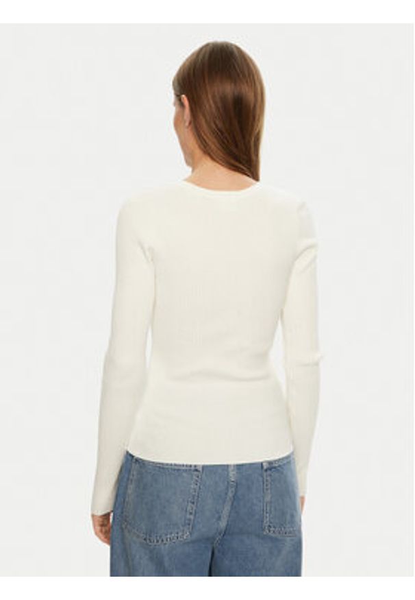 JJXX Sweter Jodi 12250072 Biały Slim Fit. Kolor: biały. Materiał: wiskoza