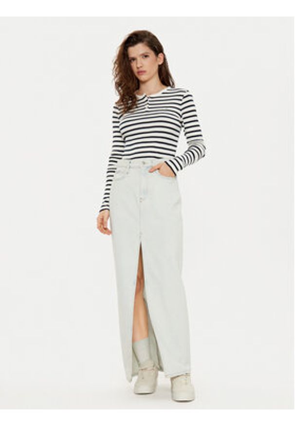 Tommy Jeans Bluzka DW0DW19501 Biały Slim Fit. Kolor: biały. Materiał: bawełna