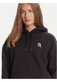 Karl Lagerfeld - KARL LAGERFELD Bluza A3W20053 Czarny Regular Fit. Typ kołnierza: dekolt w karo. Kolor: czarny. Materiał: bawełna #4