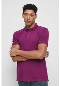 medicine - Medicine polo męskie kolor różowy gładki. Typ kołnierza: polo. Kolor: różowy. Materiał: dzianina. Długość: krótkie. Wzór: gładki #5