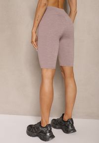 Renee - Beżowe Szorty Kolarki High Waist Liranesse. Okazja: na co dzień. Stan: podwyższony. Kolor: beżowy. Styl: elegancki, casual #5