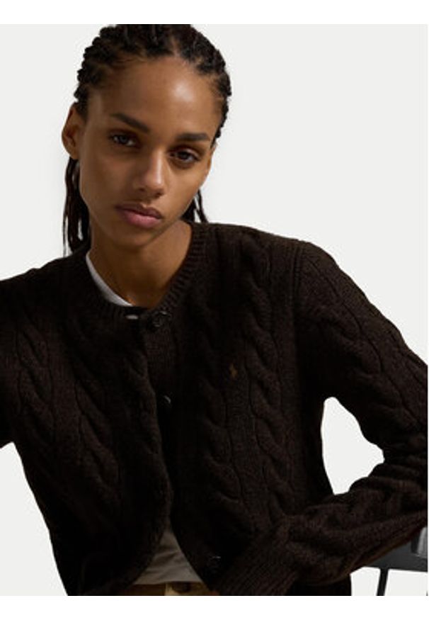 Polo Ralph Lauren Kardigan 211910443019 Brązowy Regular Fit. Typ kołnierza: polo. Kolor: brązowy. Materiał: wełna