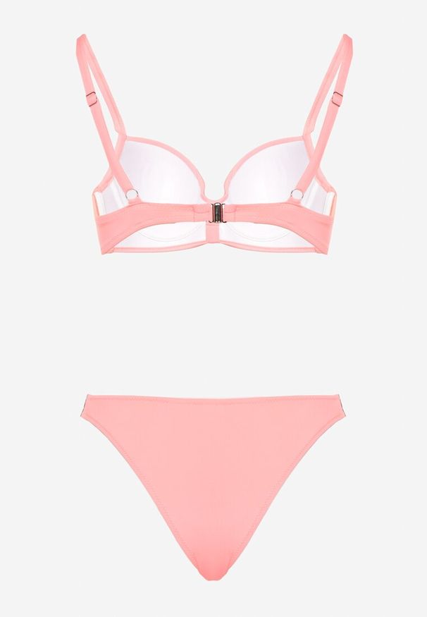 Born2be - Różowe Bikini Biustonosz i Majtki Figi z Cyrkoniowymi Zdobieniami Galivra. Kolor: różowy. Wzór: aplikacja