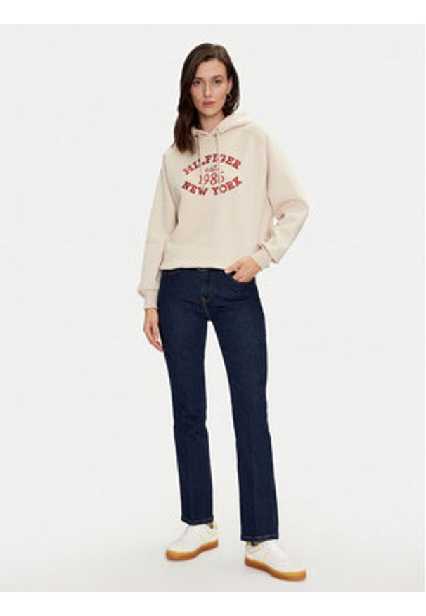 TOMMY HILFIGER - Tommy Hilfiger Bluza Varsity WW0WW42098 Beżowy Regular Fit. Kolor: beżowy. Materiał: bawełna