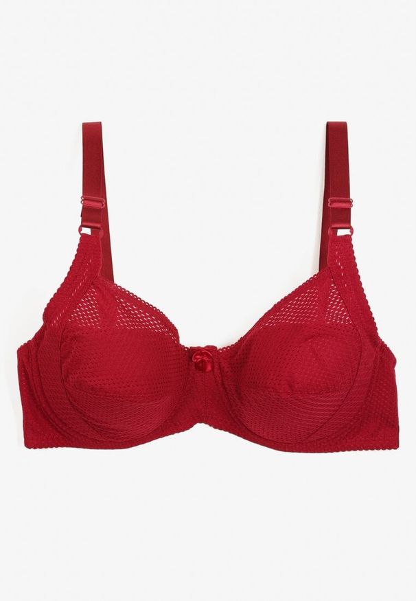 Born2be - Bordowy Biustonosz z Regulowanymi Ramiączkami Xoviana. Kolekcja: plus size. Kolor: czerwony