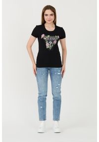 Guess - GUESS Czarny t-shirt Floral Triangle Tee. Kolor: czarny #4