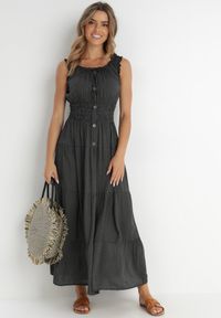 Born2be - Czarna Sukienka Abill. Kolor: czarny. Długość rękawa: bez rękawów. Sezon: lato. Styl: wakacyjny, boho. Długość: maxi