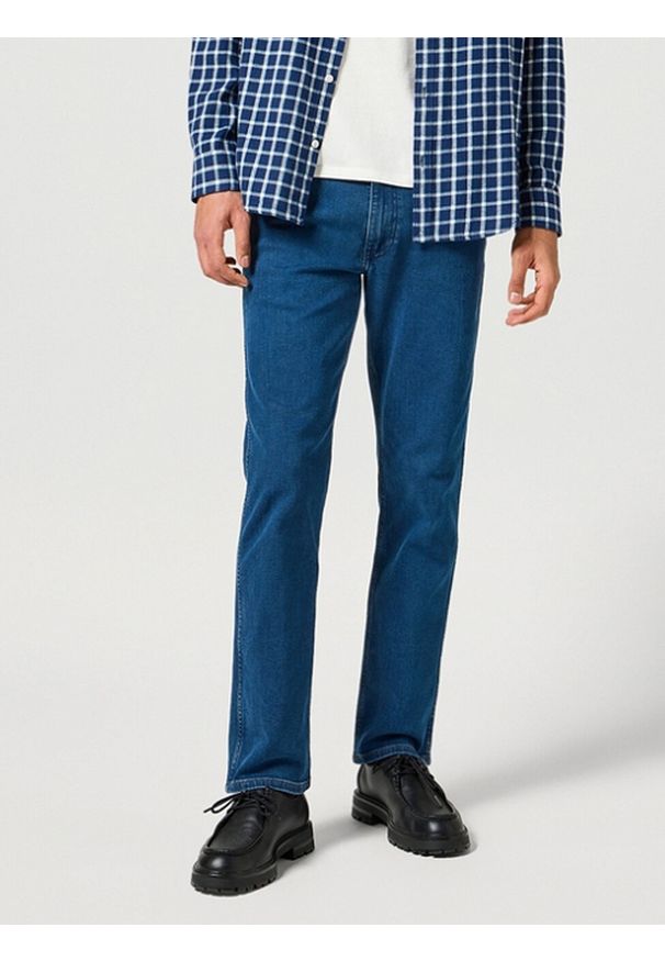 Wrangler - WRANGLER MĘSKIE SPODNIE JEANSOWE GREENSBORO BLUE GREY 112355018 W15Q017416